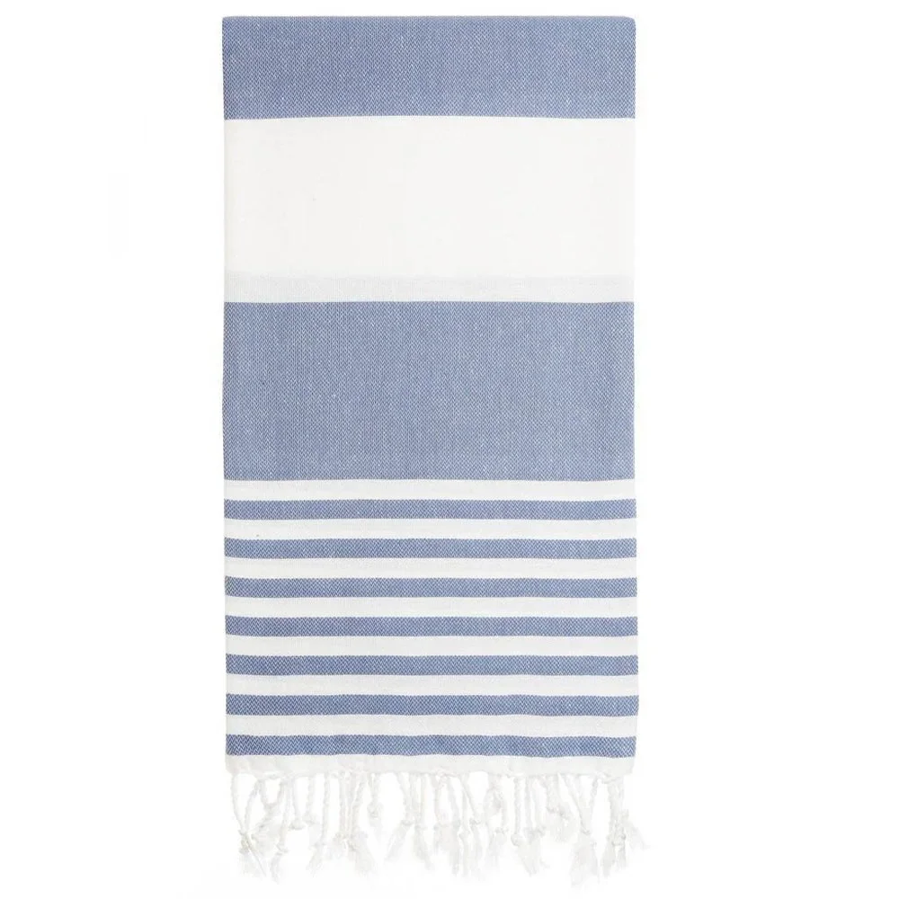 4 Blue Striped 100% Turkish Cotton Beach Bath Towels - Citizens of the Beach